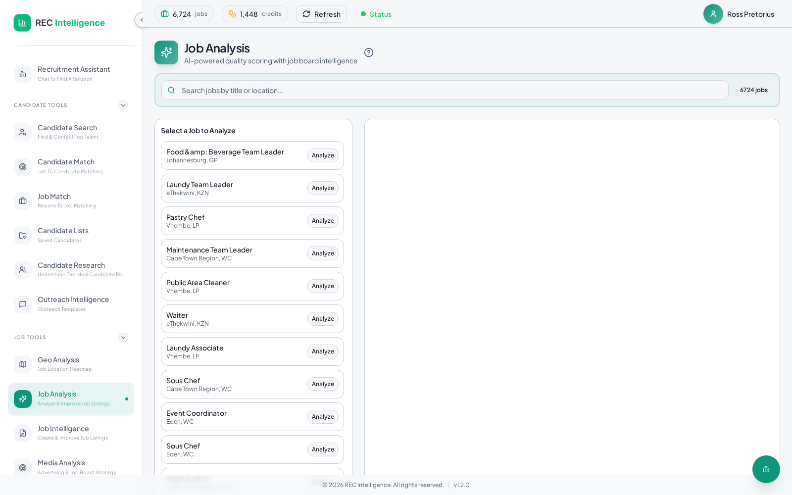 Job analysis with live job list