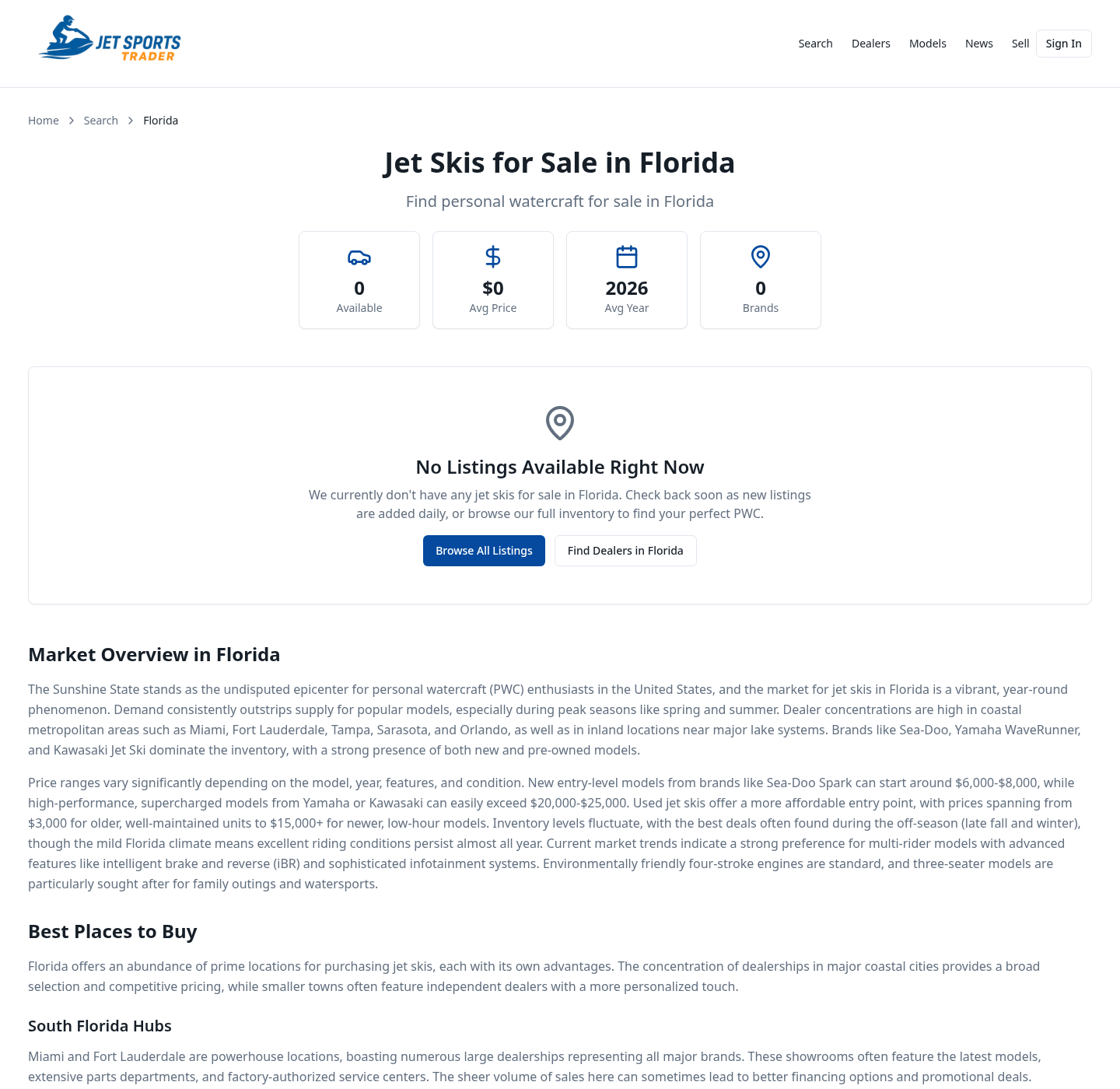 Programmatic location landing page with market overview content
