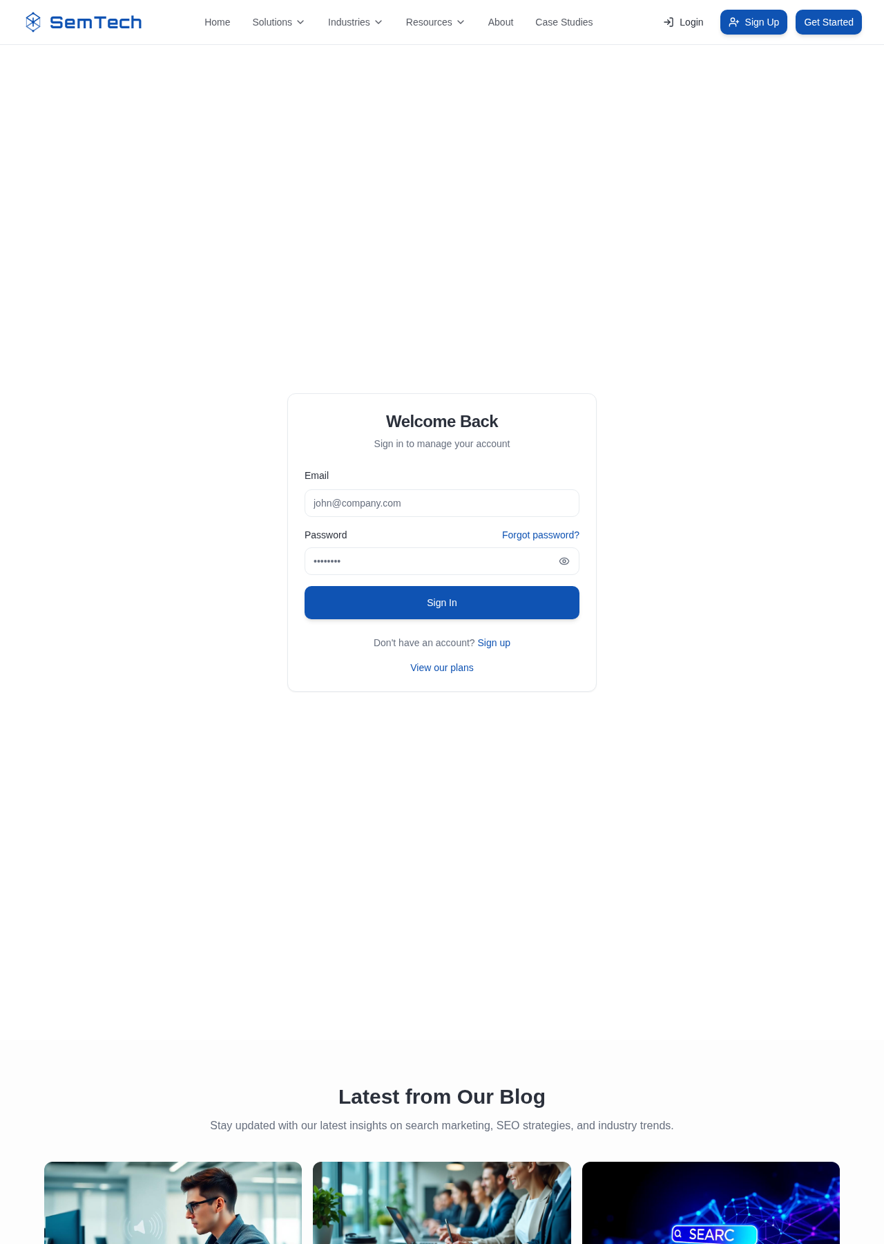 Client portal sign in