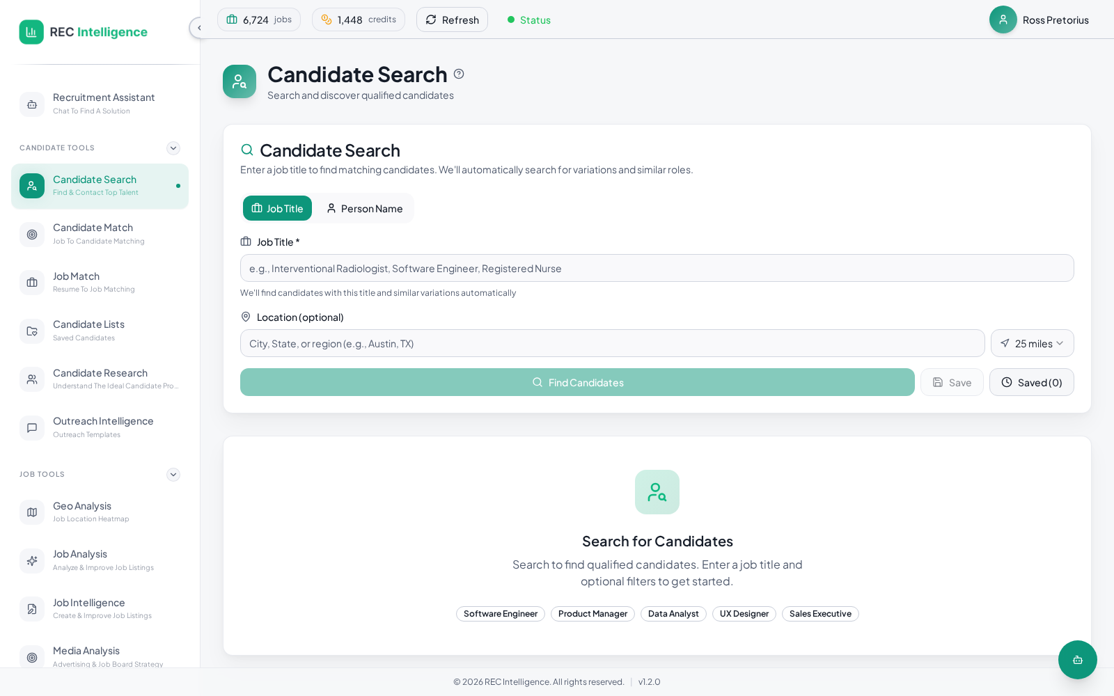 Candidate search workspace