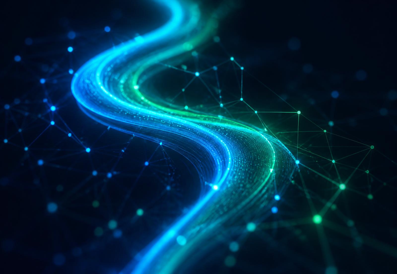 Abstract visualisation of AI data flow